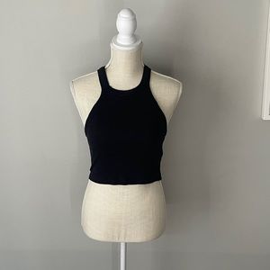 Black High Neck Crop Tank Top